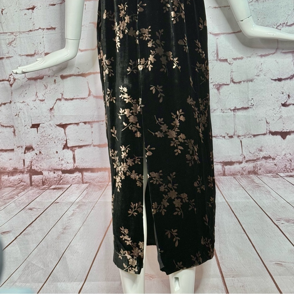 JONES NY EVENING 6P Black & Brown Velvet Design Sleeveless Sheath Midi Dress - Picture 6 of 16